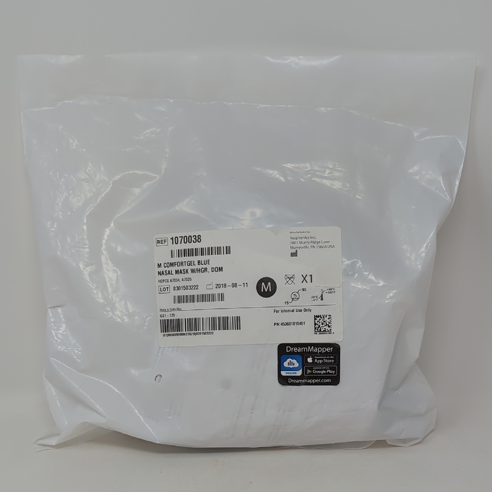 Philips Res Pironics Medium Comfortgel Blue Nasal Mask Includes Headgear